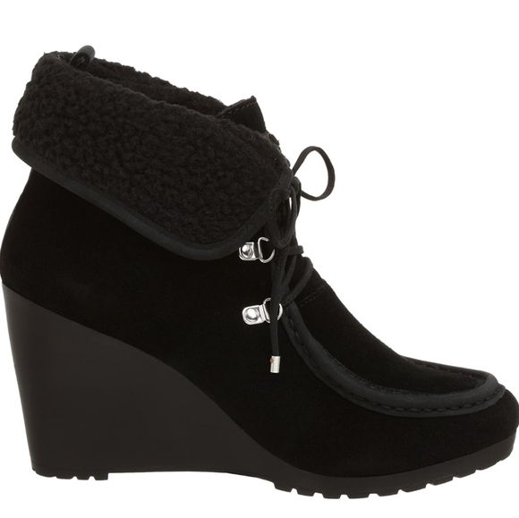 Tommy Hilfiger Shoes - Tommy Hilfiger Zaria black suede wedge boot sz 7.5